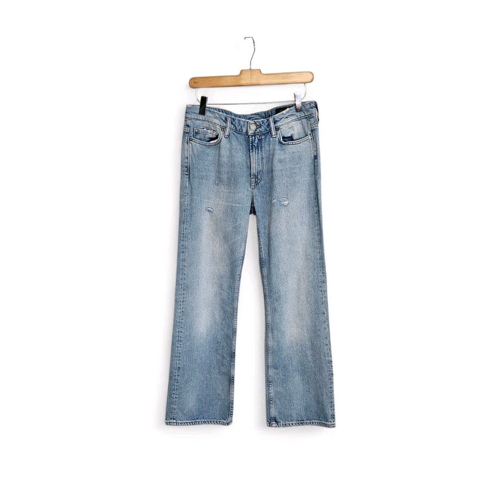 All Saints Belle Cropped Flare Distressed Light Wash Mid Rise Jeans Women's 29